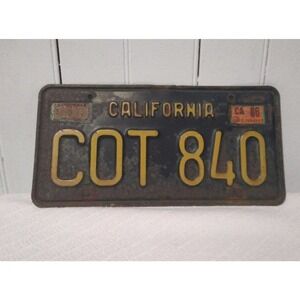 California Black and Yellow 1964 Plate #COT840